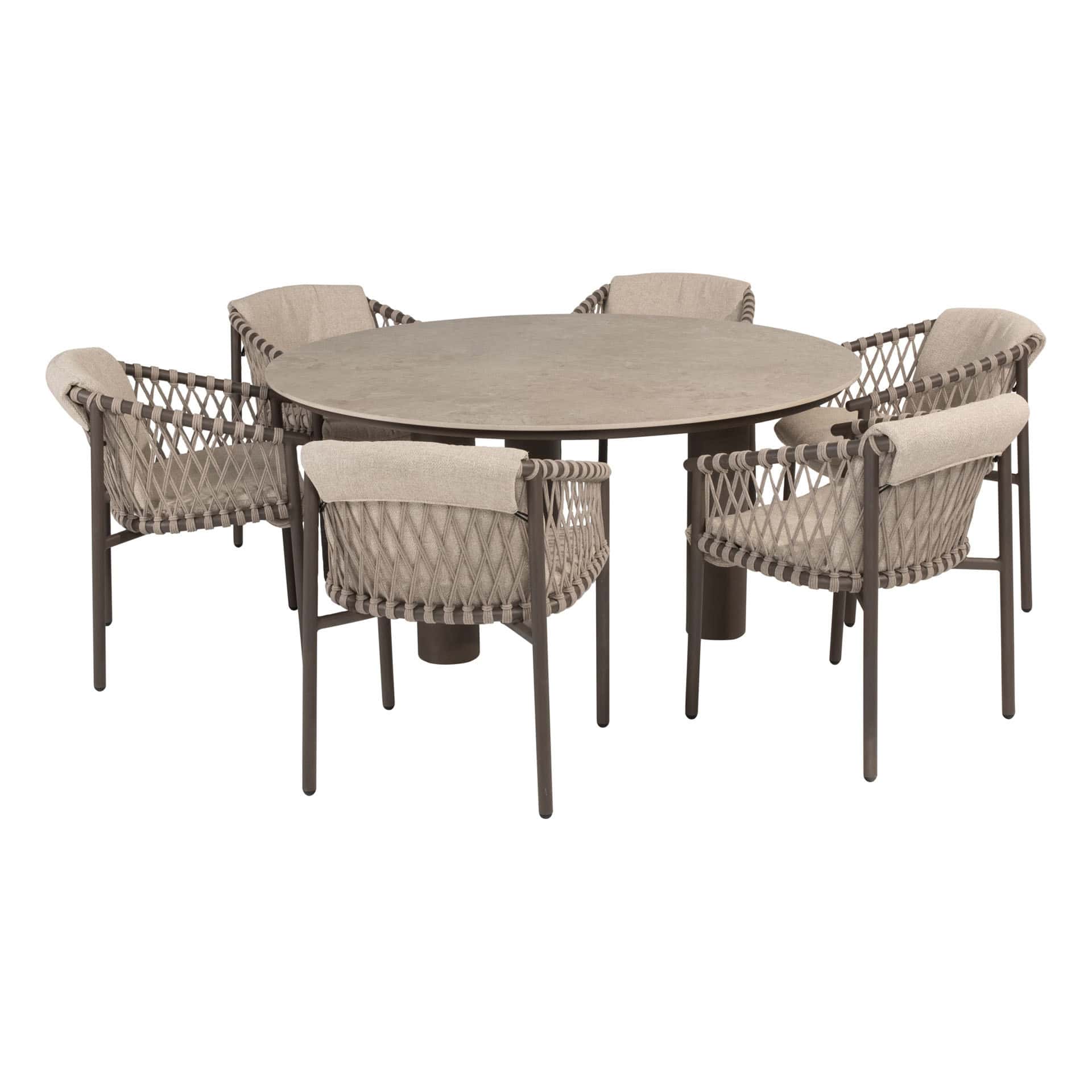 4SO Allora dining set terre (6 st.) met Arizona tafel ⌀160cm - afbeelding 18
