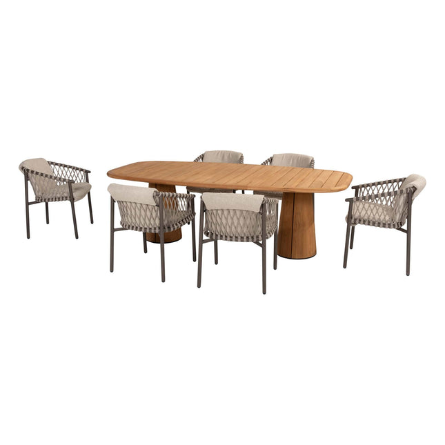 4 Seasons Outdoor Allora Essstuhl Terre + Taste 4SO Capri Tisch-Fass-Form-Teak 240 cm