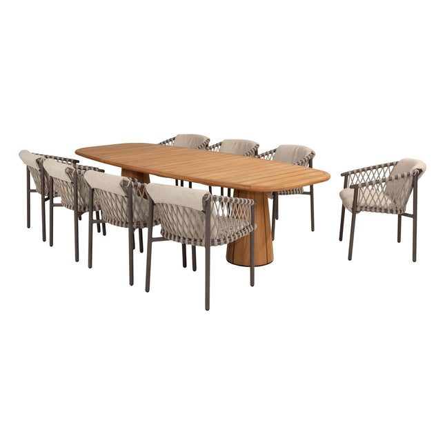 4 Seasons Outdoor Allora Essstuhl Terre + Taste 4SO Capri Tisch-Fass-Form-Teak 240 cm