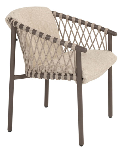 4 Seasons Outdoor Allora Essstuhl Terre + Vermont Esstisch mit Keramiktisch Top Terre 75 x 75 cm