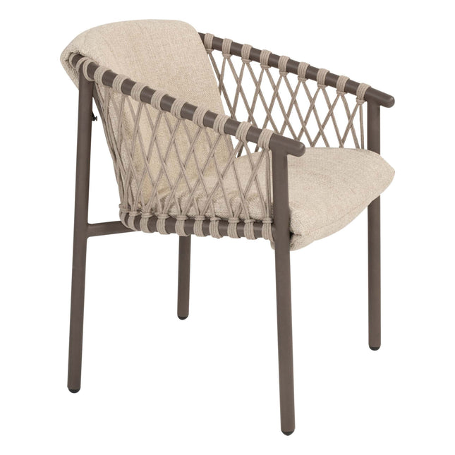 4 Seasons Outdoor Allora Essstuhl Terre + Taste 4SO Prado Tisch mit Keramik -Tisch -Top Barrel Terre 240 cm