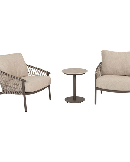 4 Jahreszeiten Outdoor Allora Bistro Lounge Set + Boaz Seitentabelle 45 Ø CM Terre