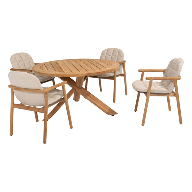 4 Seasons Outdoor Samos Essstuhl + Taste 4SO Prado Teaktisch 130 Ø CM