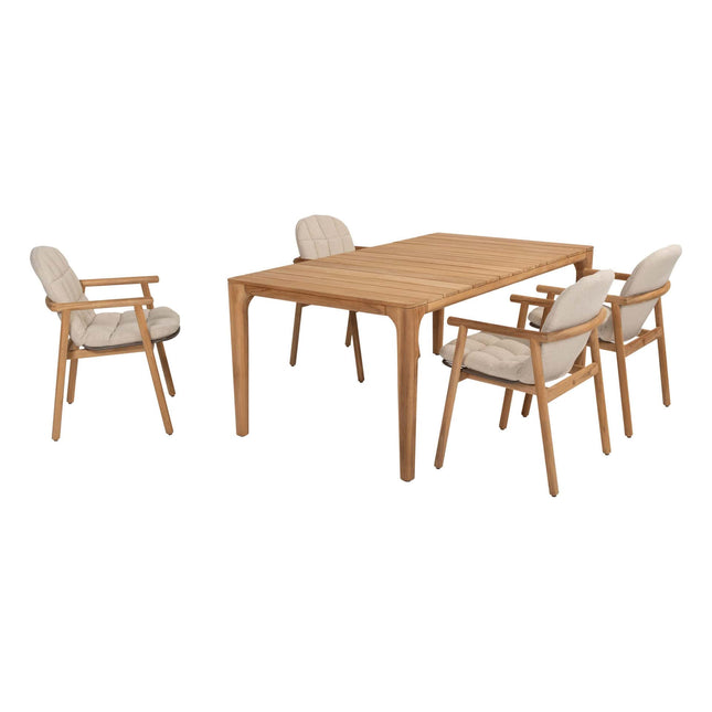 4 Seasons im Freien Samos Essstuhl + Taste 4SO Liam Esstisch Teak 180 cm