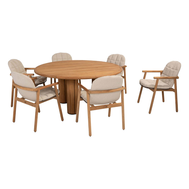 4 Seasons Outdoor Samos Essstuhl + Taste 4SO Corsica Tisch Teak 160 Ø CM