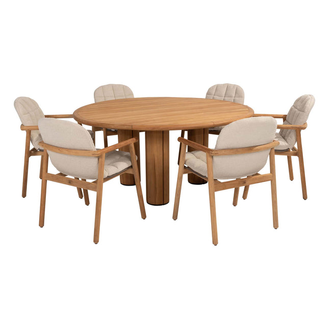 4 Seasons Outdoor Samos Essstuhl + Taste 4SO Corsica Tisch Teak 160 Ø CM