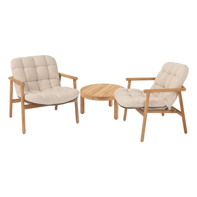 4 Seasons Outdoor Samos Bistro Lounge Set + Finn Coffee Teak Teak 60 Ø CM