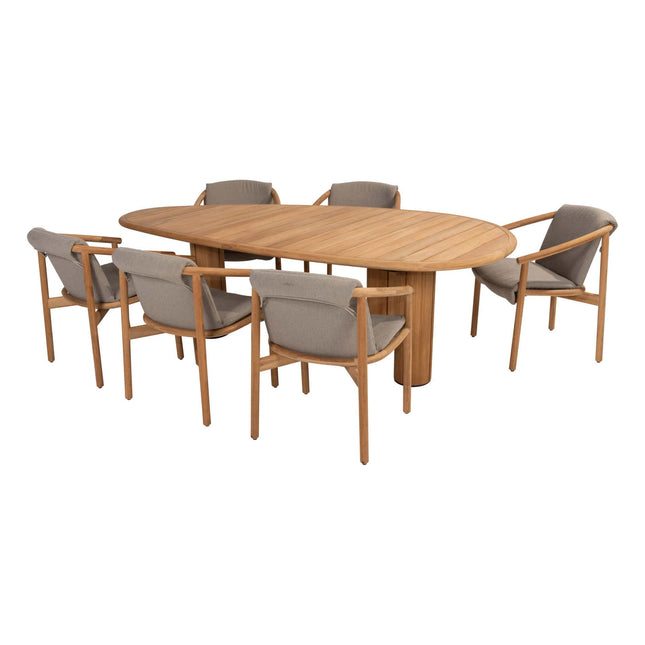 4 Seasons Outdoor Tess Dining + Taste 4SO Corsica Tisch Kieselform Teak 240 x 130 cm