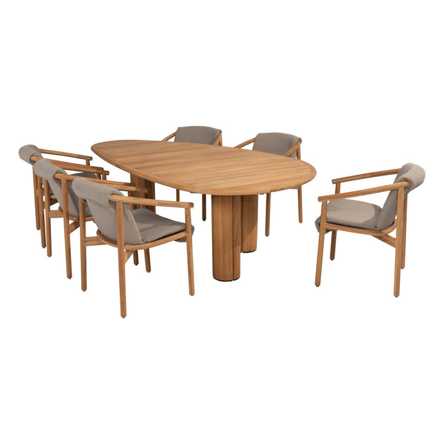 4 Seasons Outdoor Tess Dining + Taste 4SO Corsica Tisch Kieselform Teak 240 x 130 cm