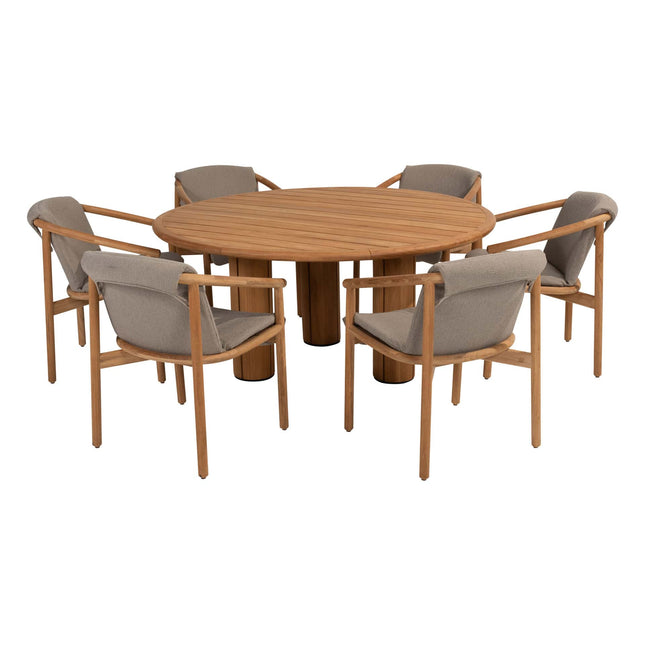4 Jahreszeiten Outdoor Tess Dining + Taste 4SO Corsica Tisch Teak 160 Ø CM