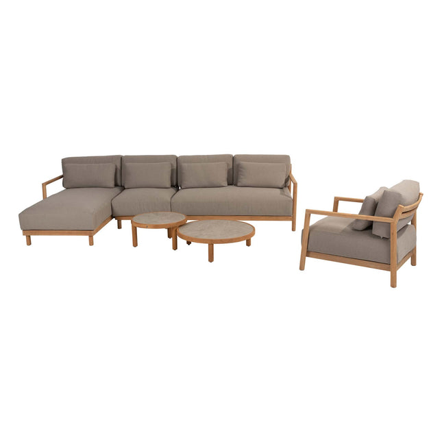 4 Seasons Outdoor Marie Chaise Lounge Bank + Center + Lounge Stuhl + Finn -Kaffeetische Keramik