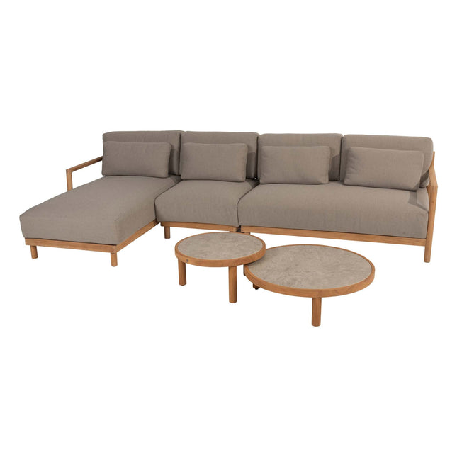 4 Seasons Outdoor Marie Chaise Lounge Bank + Center + Finn Coffee Tische Keramik
