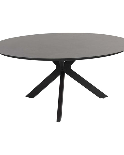 Taste 4SO Manitoba Stackbare Essstuhl Anthrazit + 4 Seasons Outdoor Locarno Tisch HPL Slate Anthrazit 160 Ø cm
