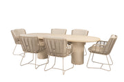 Fabrice dining set latte with Hampton oval dining table 240 x 105cm - Complete Set