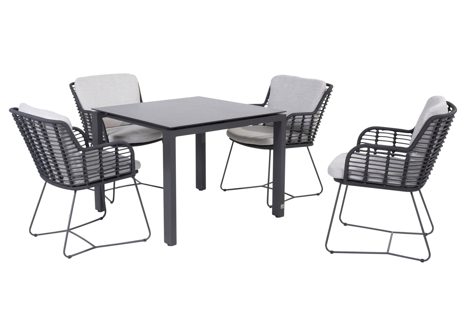 Fabrice dining set anthracite with Goa table 95x95cm HPL slate anthracite - Complete Set