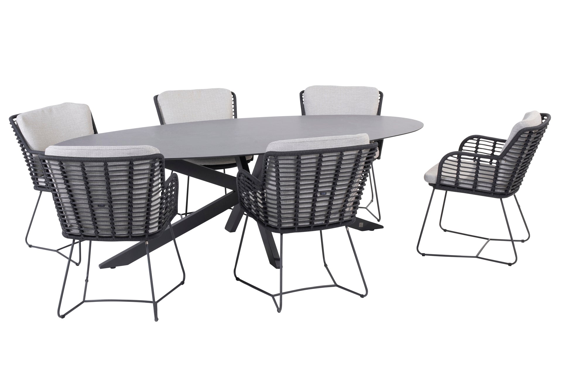 Fabrice dining set with Privada ellipse dining table - Complete Set