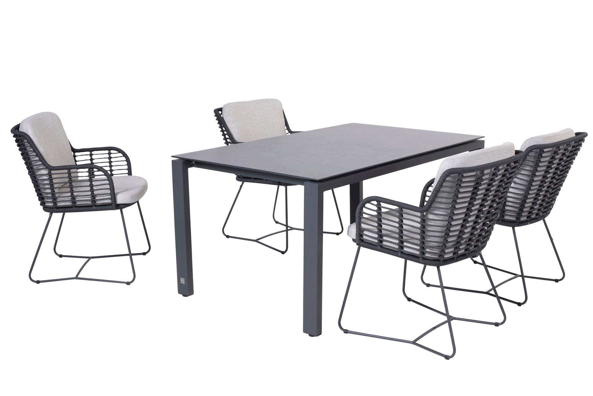 Fabrice dining set anthracite with Goa table HPL slate anthracite 160x95cm - Complete Set