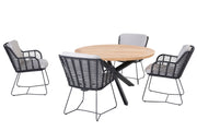 Fabrice dining set Anthracite with Prado table 130cm - Complete Set