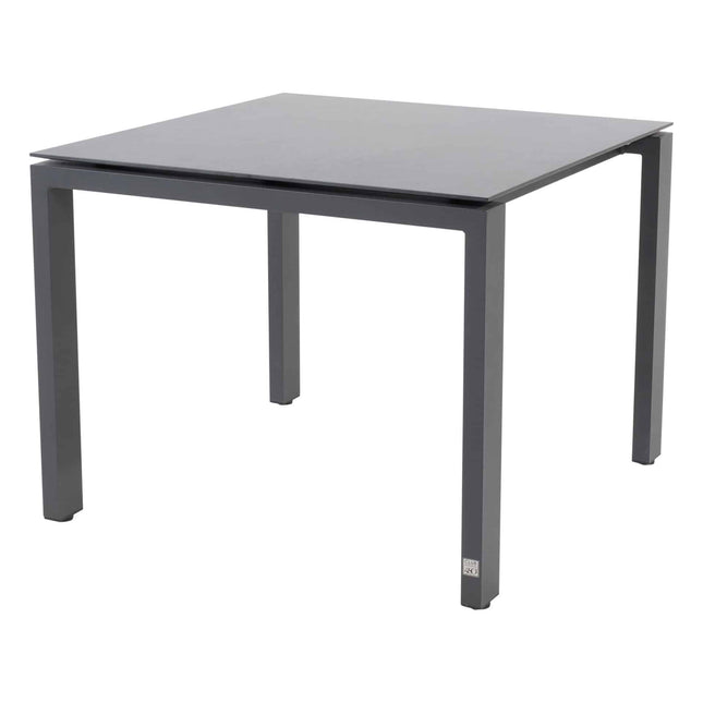 Taste 4SO Parma Stapelbares Essen + 4 Jahreszeiten Outdoor Goa Tisch HPL 95 cm Schiefer Anthrazit