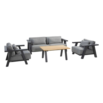 Taste 4SO Botschafter High Couchtisch Anthrazit, Teaktafel 120 x 70 x 55 cm.