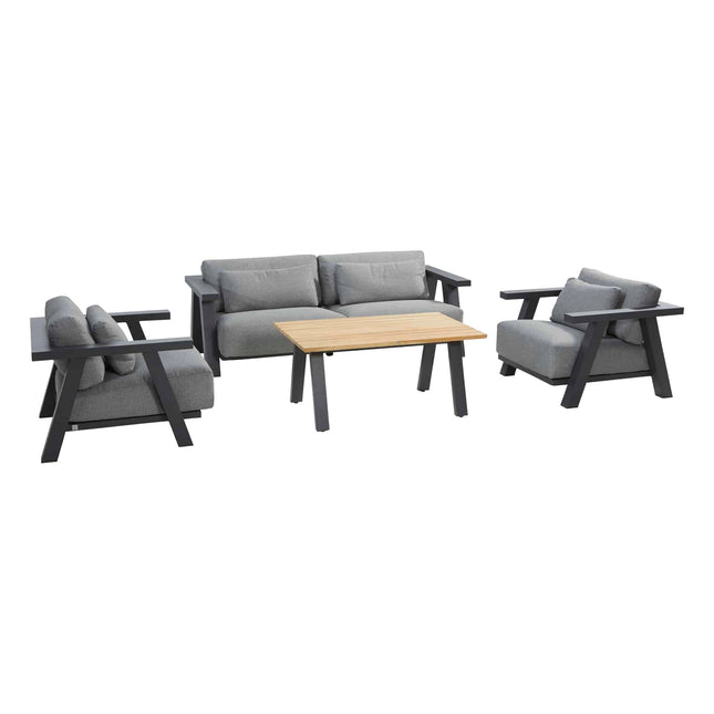 Taste 4SO Ambassador High Couchtisch Anthrazit, Teaktafel 120 x 70 x 55 cm.