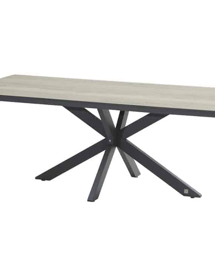 4 Seasons Outdoor Fabrice Essanthrazit + Minerva -Tisch mit HPL Blattholz Look 220 cm