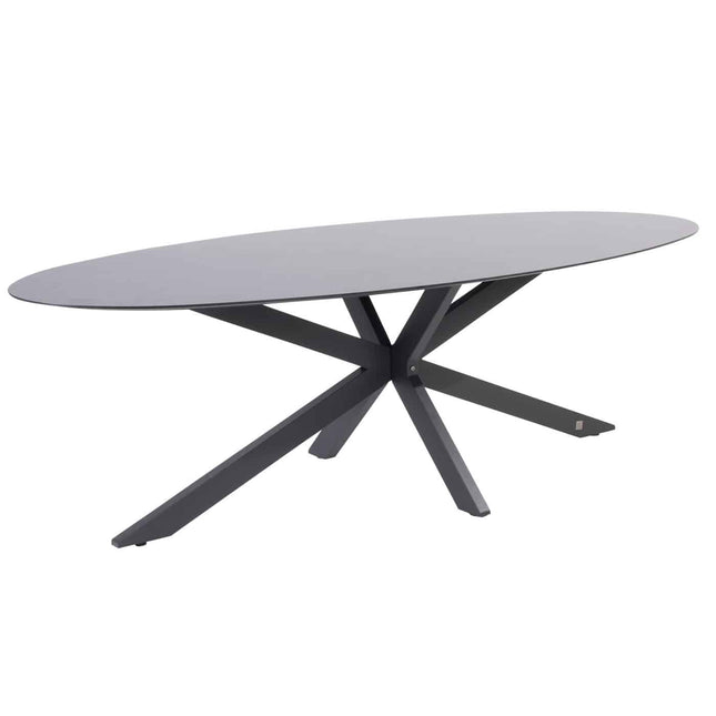 4 Seasons Outdoor Aprilla Ess Anthrazit + Privada Tisch Oval HPL Blatt 240 cm
