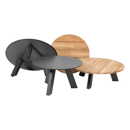 4 Seasons Outdoor kosmischen Kaffeetisch mit HPL -Tischtisch -Top -Schiefer -Anthrazit 65 cm. Ø (H 35)