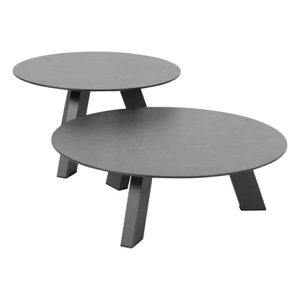 4 Seasons Outdoor kosmischen Kaffeetisch mit HPL -Tischtisch -Top -Schiefer -Anthrazit 65 cm. Ø (H 35)
