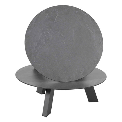 4 Seasons Outdoor kosmischen Kaffeetisch mit HPL -Tischtisch -Top -Schiefer -Anthrazit 65 cm. Ø (H 35)