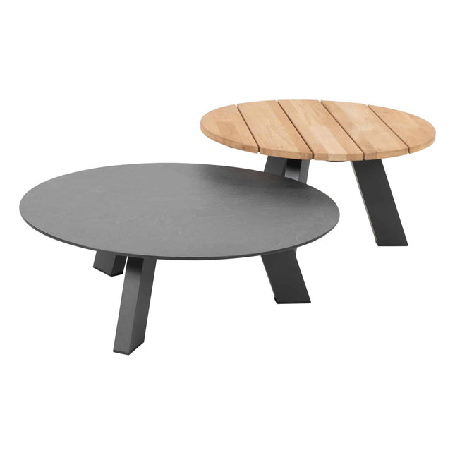 4 Seasons Outdoor kosmischen Kaffeetisch mit Teaktisch -Top 65 cm Ø (H 35 cm)