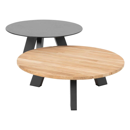 4 Seasons Outdoor kosmischen Kaffeetisch mit HPL -Tischtisch -Top -Schiefer -Anthrazit 65 cm. Ø (H 35)