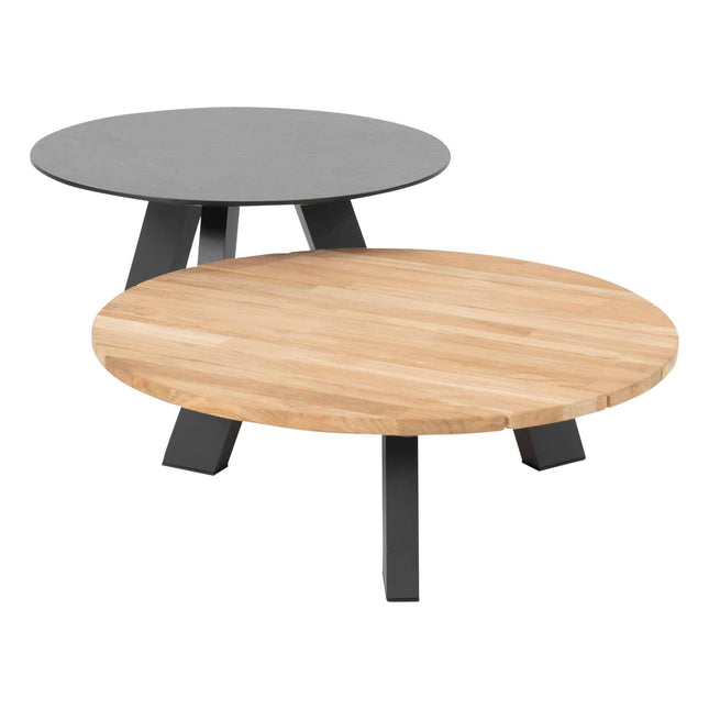 4 Seasons Outdoor kosmischen Kaffeetisch mit Teaktisch Top 78 cm Ø (H 25)