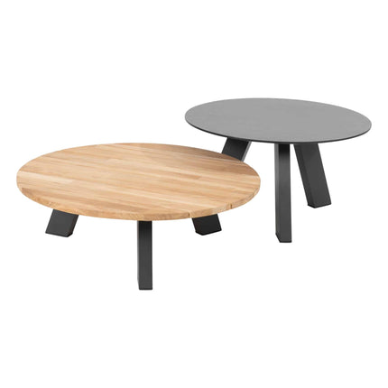 4 Seasons Outdoor kosmischen Kaffeetisch mit HPL -Tischtisch -Top -Schiefer -Anthrazit 65 cm. Ø (H 35)