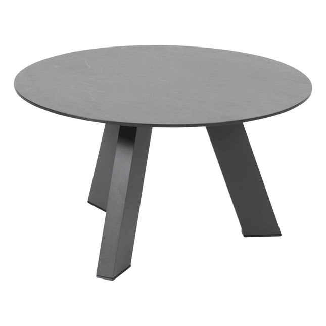 4 Seasons Outdoor kosmischen Kaffeetisch mit HPL -Tischtisch -Top -Schiefer -Anthrazit 65 cm. Ø (H 35)