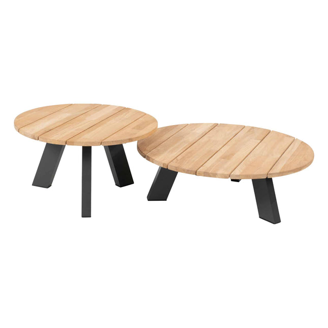 4 Seasons Outdoor kosmischen Kaffeetisch mit Teaktisch -Top 65 cm Ø (H 35 cm)