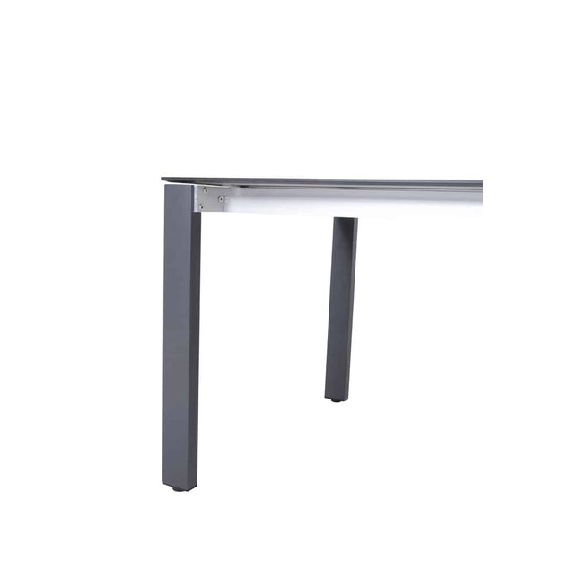 Taste 4SO Parma Stapelbares Essen + 4 Jahreszeiten Outdoor Goa Tisch HPL 95 cm Schiefer Anthrazit