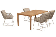 Fabrice dining set Latte with Liam table teak 180x100cm - Complete Set