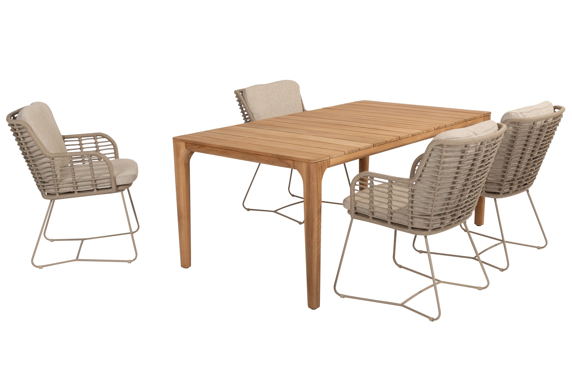 Fabrice dining set Latte with Liam table teak 180x100cm - Complete Set