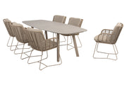 Fabrice dining set Latte with Manolo barrel table 240x103cm Latte - Complete Set