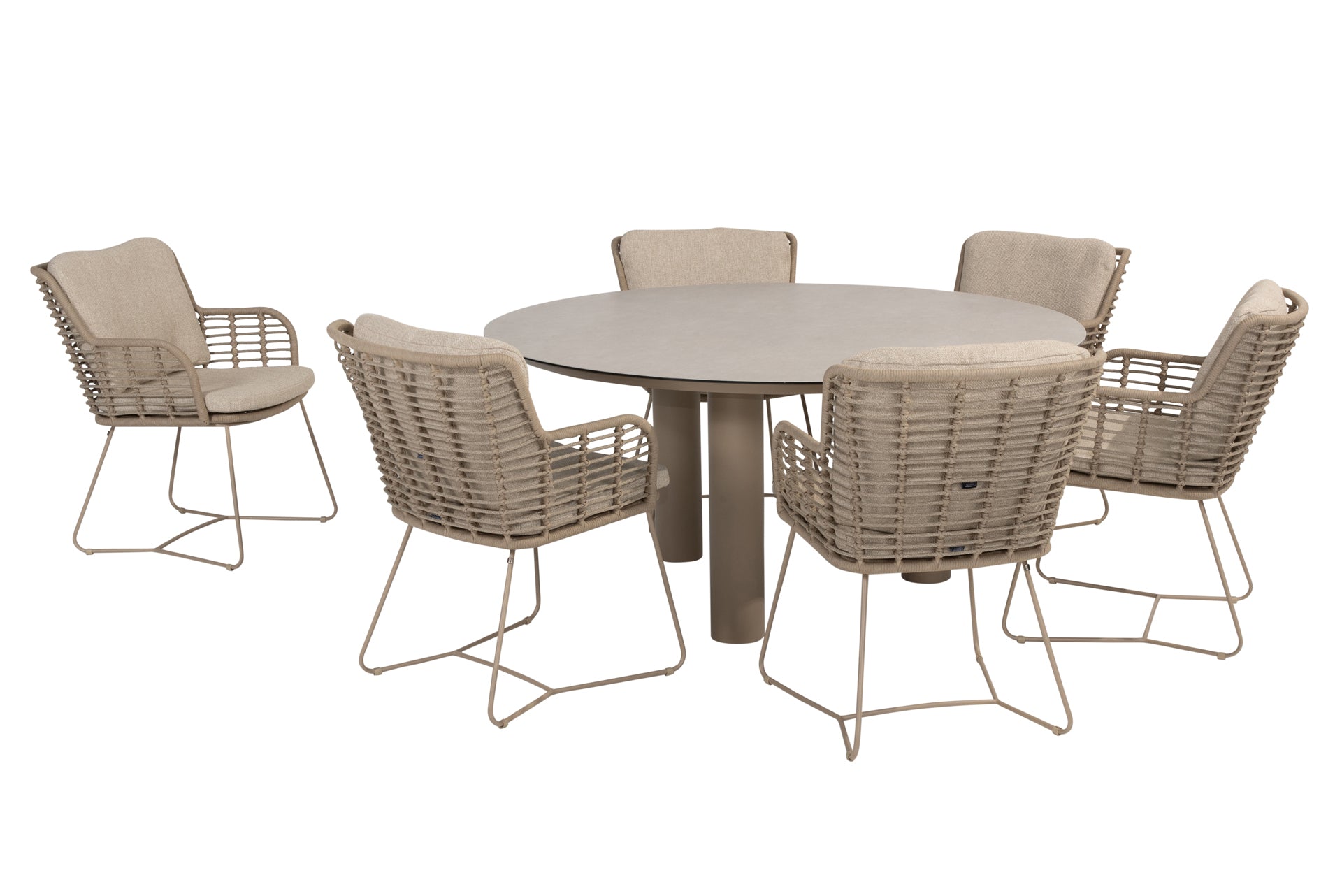 Fabrice dining set Latte with Donato dining table 160cm - Complete Set