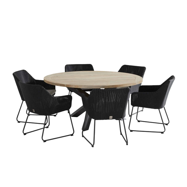 Taste 4SO Louvre Teak Tabelle 160 Ø CM Aluminiumbasis