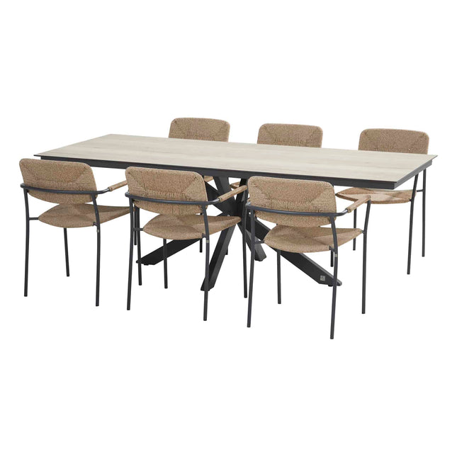 4 Seasons Outdoor Minerva Tisch HPL Blatt Holz Look 220 cm