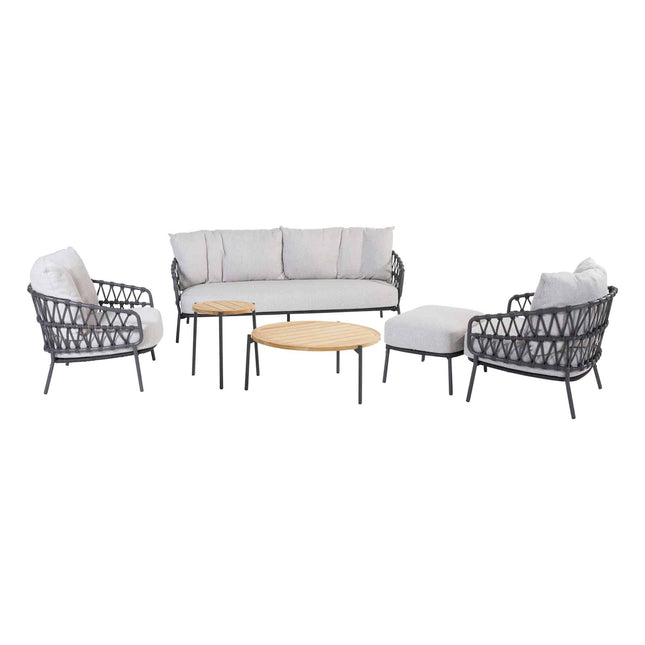 4 Seasons Outdoor Calpi Lounge Set mit Fußschemel + Yoga -Kaffeetische