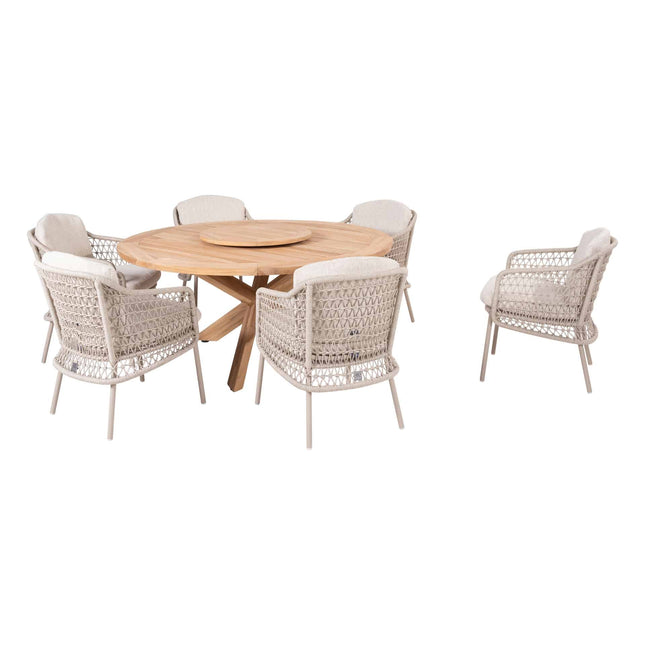4 Seasons Outdoor Puccini Dining + Taste 4SO Prado Teak Tabelle 160 Ø CM + Lazy Susan
