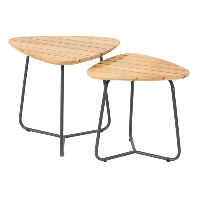 4 Seasons Outdoor Verdi Set von 2 Teakdreieck -Kaffeetischen