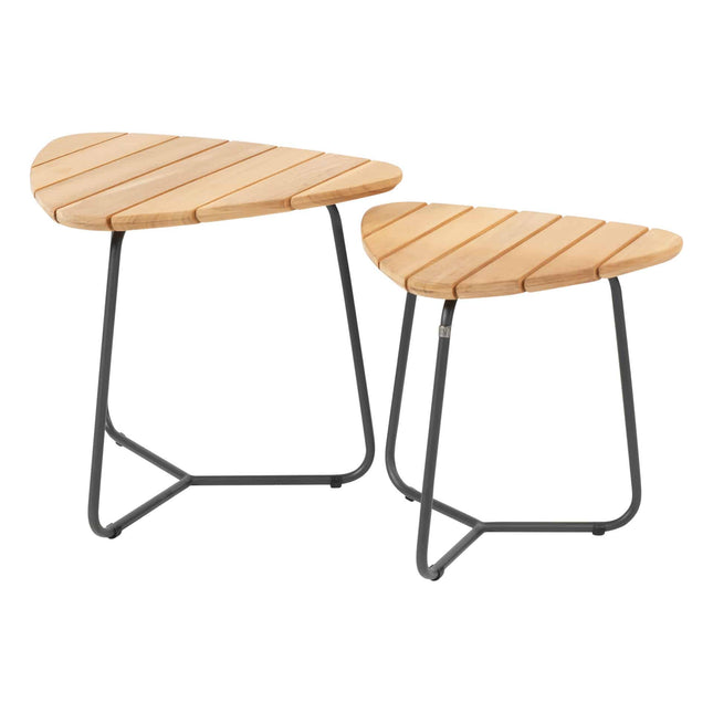 4 Seasons Outdoor Verdi Set von 2 Teakdreieck -Kaffeetischen