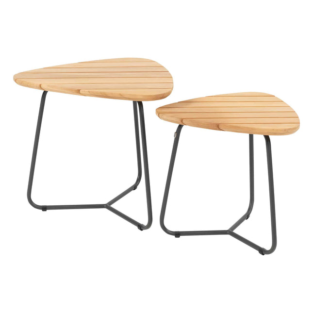 4 Seasons Outdoor Verdi Set von 2 Teakdreieck -Kaffeetischen