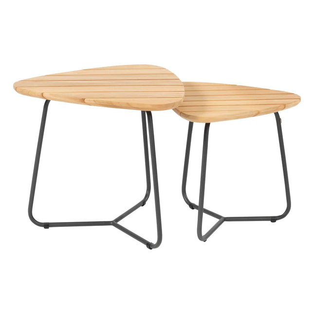 4 Seasons Outdoor Verdi Set von 2 Teakdreieck -Kaffeetischen