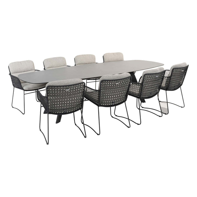 4 Seasons Outdoor Aprilla Ess Anthrazit + Montana Tisch HPL Slate Anthrazit 280 cm